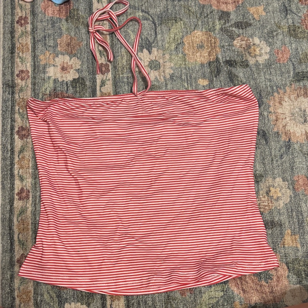 Amazon Red and White Striped Crop Top